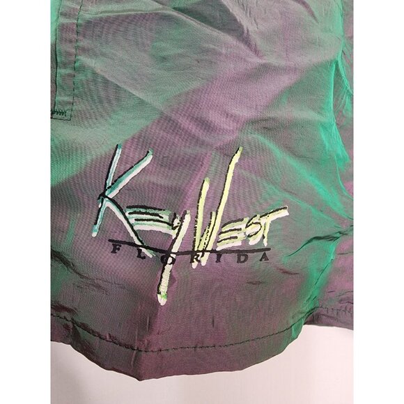 Vtg NWT Surf Style Size Large Lined Swim Trunks Shorts Iridescent Key West Logo - Picture 5 of 7